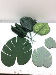 90 Pieces 6 Kinds Artificial Tropical Palm Leaves Decorations Jungle Beach Party