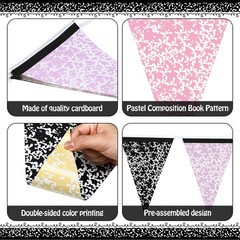 5 Pcs Composition Notebook Banner Pastel Pennant Banner Flags Classroom Decor…
