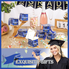 Graduation Cap Gift Boxes with Tassels, 32Pcs Class of 2026 Favors (Blue)