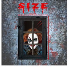 Halloween Window Decorations /Scary Spooky Clown Window Backdrop/party Decor