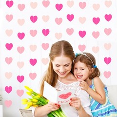 52Ft Pink Hearts Garland Bunting Banner Hanging Paper Streamer for Baby Showe…