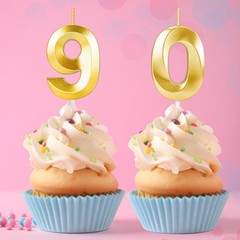 90th Birthday Candles for Cake,Gold Number Happy Gold