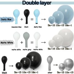 Blue Black Balloon Garland Double Stuffed Dusty Blue White Balloons Black Sil…