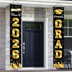 Graduation Decorations 2026 Porch Banner, 70.9 x 11.8 inches, Black