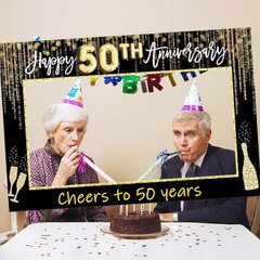 LaVenty 50th Golden Wedding Anniversary Party Photo Booth Props & Decoration