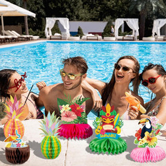 12Pcs Hawaiian Luau Party Table Decorations – Double Sided Tropical Aloha Flamin