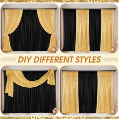 4-Panels Backdrop Curtains Set – Black Gold Sequin Chiffon