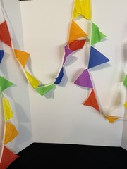 Waterproof Fabric Bunting Rainbow Double Sided Wedding Birthday Garden Party T1