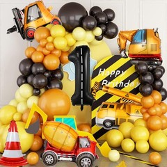 13pcs Construction Theme Birthday Party Decorations, Number 1 Large Construct…