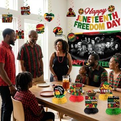 Juneteenth Decorations, 24Pcs Juneteenth Party Supplies Set with Happy Juneteent