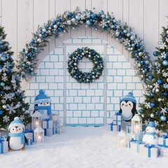 4 Pcs Winter Igloo Door Decorations Penguins Door Backdrop Classroom Decor Ph…