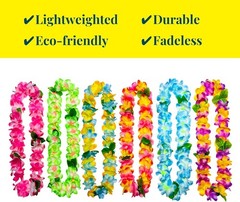 12 Counts Thickened Hawaiian Leis, Perfect Luau Party Supplies for Summer Beach