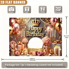 1pc Romantic Flower Crown Personalized Birthday Custom Tapestry Party Backdrop❀