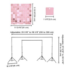 Instahibit 10x7FT Shimmer Wall Backdrop Stand 72 Pcs Pink Panels Wedding Party