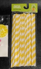 Lemon Straw Charms 4PK and 25 Hello Summer Paper Straws NEW