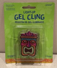 Light-Up Tiki Gel Cling Window Sticker Luau Party Decoration. NEW In Package