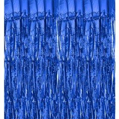 2 Pack Foil Fringe Backdrop Curtains 3.3×6.56 Feet Bling Blue Streamers