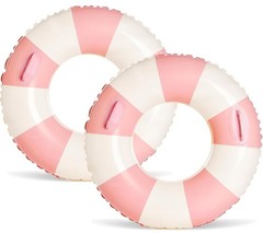 2PCS XL Stripe Pool Swim Ring with Handles Inflatable Pool Floats 45 Inch Wat…