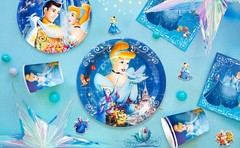 112 Pcs Cinderella Party Supplies Princess Party Decorations Balloons Tableware