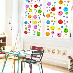 9 Sheet Smile Face Window Clings Colorful Cute Happy Face Window Decals Doubl…