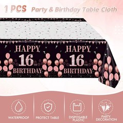 41Pcs 16th Birthday Party Decorations for Girls 7 Inches, Black Gold