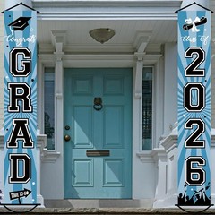 2Pcs 2026 Graduation Porch Banner Class of 2026 Congrats Grad Door Sign Decor