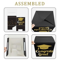 Graduation Card Box Holder, Congrats Grad 8.5 x x inches, Black