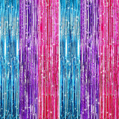 2Pack Silver Metallic Tinsel Foil Fringe Curtains, Door Streamer Photo Booth Bac