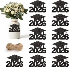 2026 Graduation Party Decorations – 36Pcs Graduation Cutouts Tags Black Glitt…