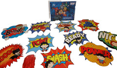 ! NEW 10 PIECE JUSTICE LEAGUE SUPERHERO CUT-OUT CARDBOARD DECOR