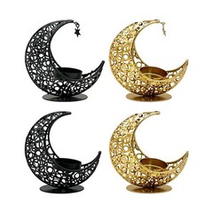 Eid Mubarak Moon Star Metal Candlestick Ramadan Kareem Vintage Candle Holder DY