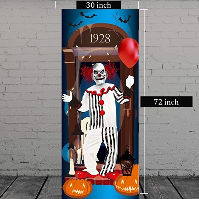 Clown Door Cover Creepy Scary Evil Decoration Halloween Party