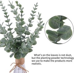 CEWOR 24pcs Eucalyptus Stems Artificial Leaves 24 pcs, Grey Green