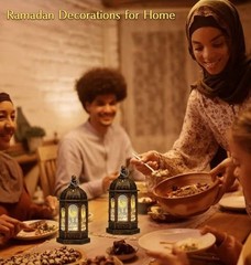 Ramadan Eid Mubarak Party Lanterns Bronze Gold Metal Geometric Decor