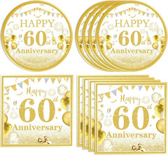 40PCS Gold Birthday Decorations 60th Theme Birthday Party Tableware1965 Party Su