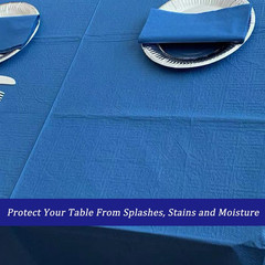 Blue Square Tablecloths 54×54 Inch Disposable Waterproof 3-Ply Paper Plastic