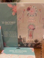 Set Birthday Decoration :3D Backdrop ,swirl Decoration , Candle Set