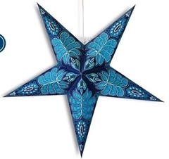 SEALED 5 PACK 24″ BLUE MONARCH GLITTER Illuminated Paper Star Lantern Lampshade