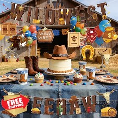 Adecortalk 16 Pcs Western Party Decorations Wild West Yee Haw Banner and Hang…