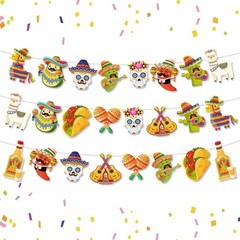 24PCS Mexican Theme Party Decorations, Fiesta Mexican Banner Cinco De Mayo Party