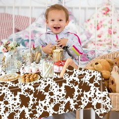 Highland Cow Decorations-3Pcs Cow Print Tablecloths Farm Animals Brown Cow Print
