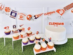 Clemson Cupcake Topper Party Supplies for Football, Birthday, Graduation Part…