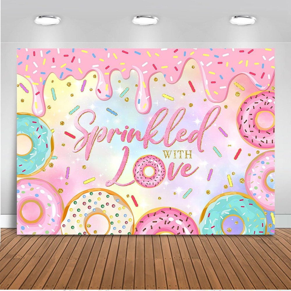 Sprinkled with Love Donut Backdrop Donut Boy Baby Sprinkle Background Donut G…