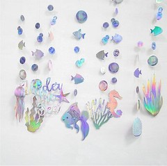 Iridescent Under The Sea Party Decorations Holographic Bubble Garland Decoration
