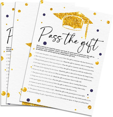 20 Pcs Graduation Game Card Class of 2025, Golden Graduation Cap Pass the Gift G