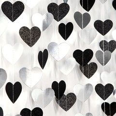 Eco-Friendly 52ft Heart Garland in Black & Silver – Hang for Every Occasion