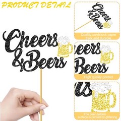 12Pcs Cheers and Beers Party Centerpiece Sticks Beer Party Decorations Glitte…