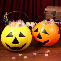 🎃 2 Halloween Pumpkin Bucket Halloween Candy Orange+ Yellow