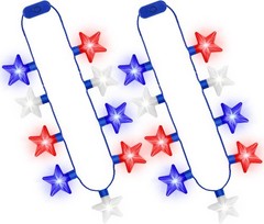 Vibrant LED Star Light Necklaces – 4th of July Celebration Essentials, Set of 2