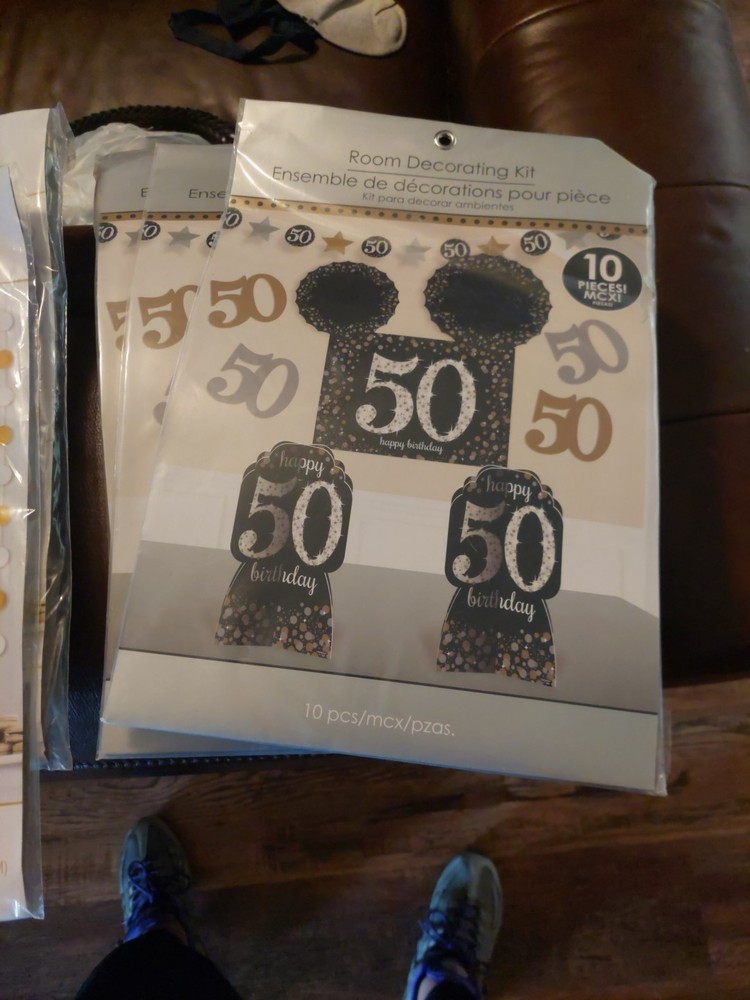 50th Birthday Decoration Kit Unisex Black Gold